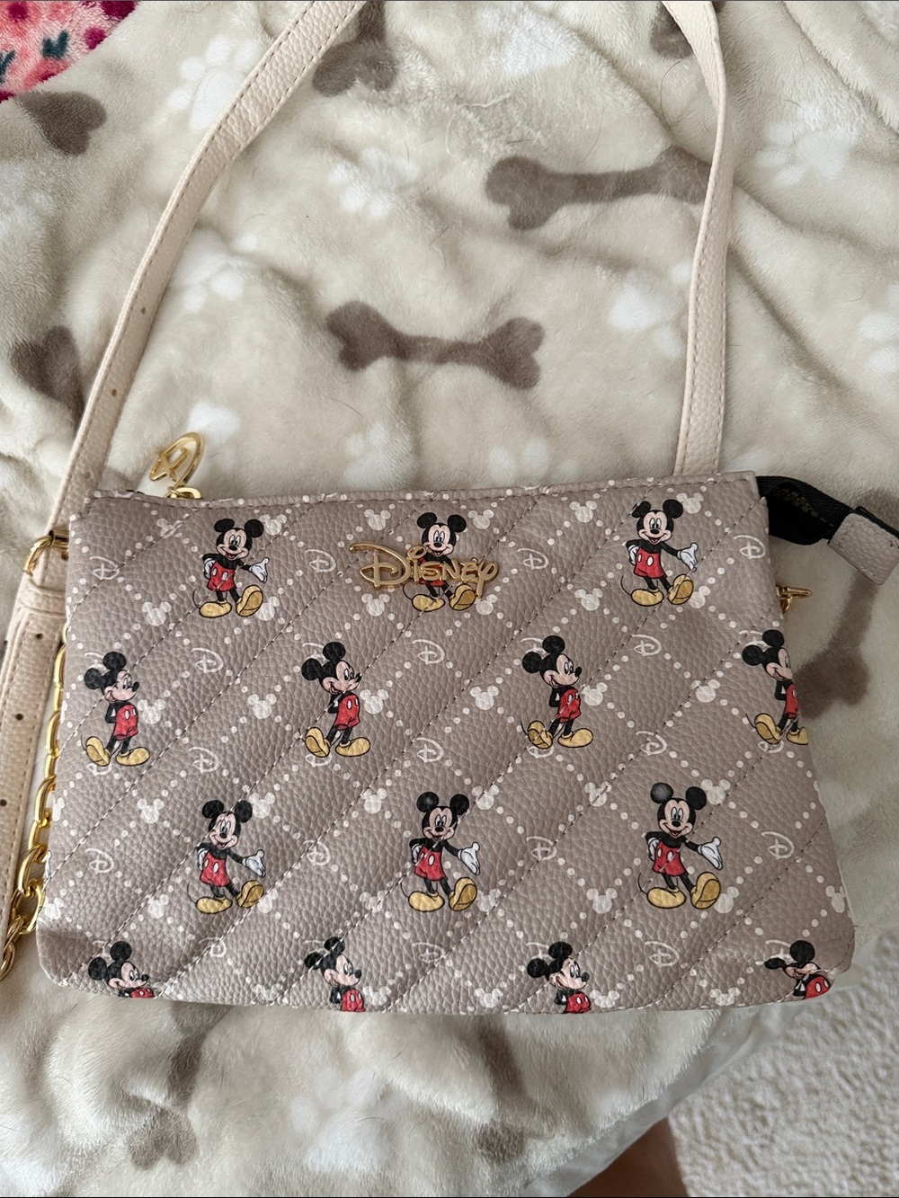 Primark Taupe Mickey Mouse Quilted Crossbody Bag